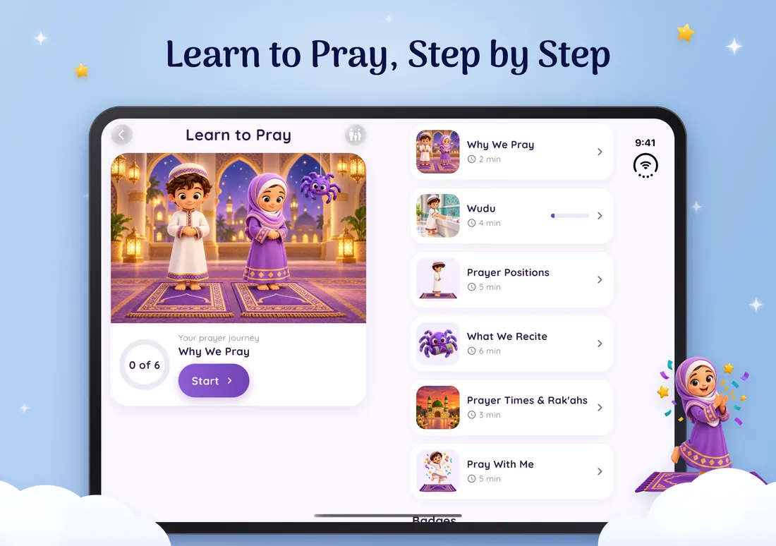 The Learn to Pray lessons in Quran for Kids