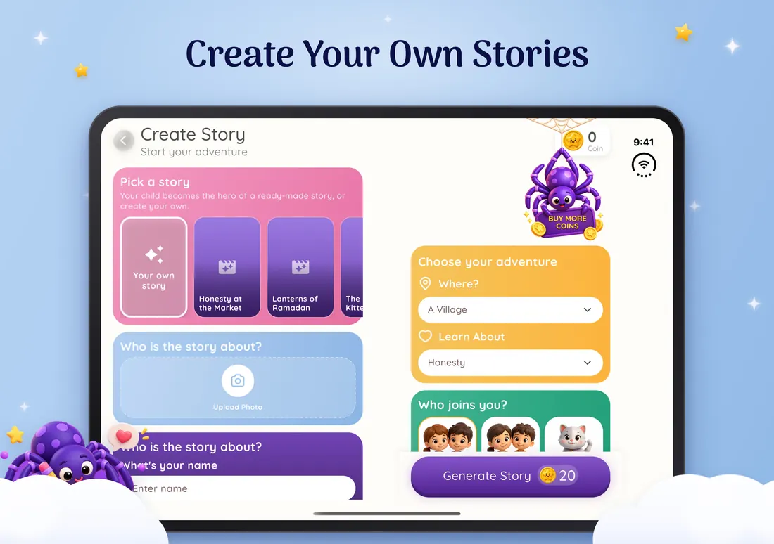 Creating a personalised story in Quran for Kids