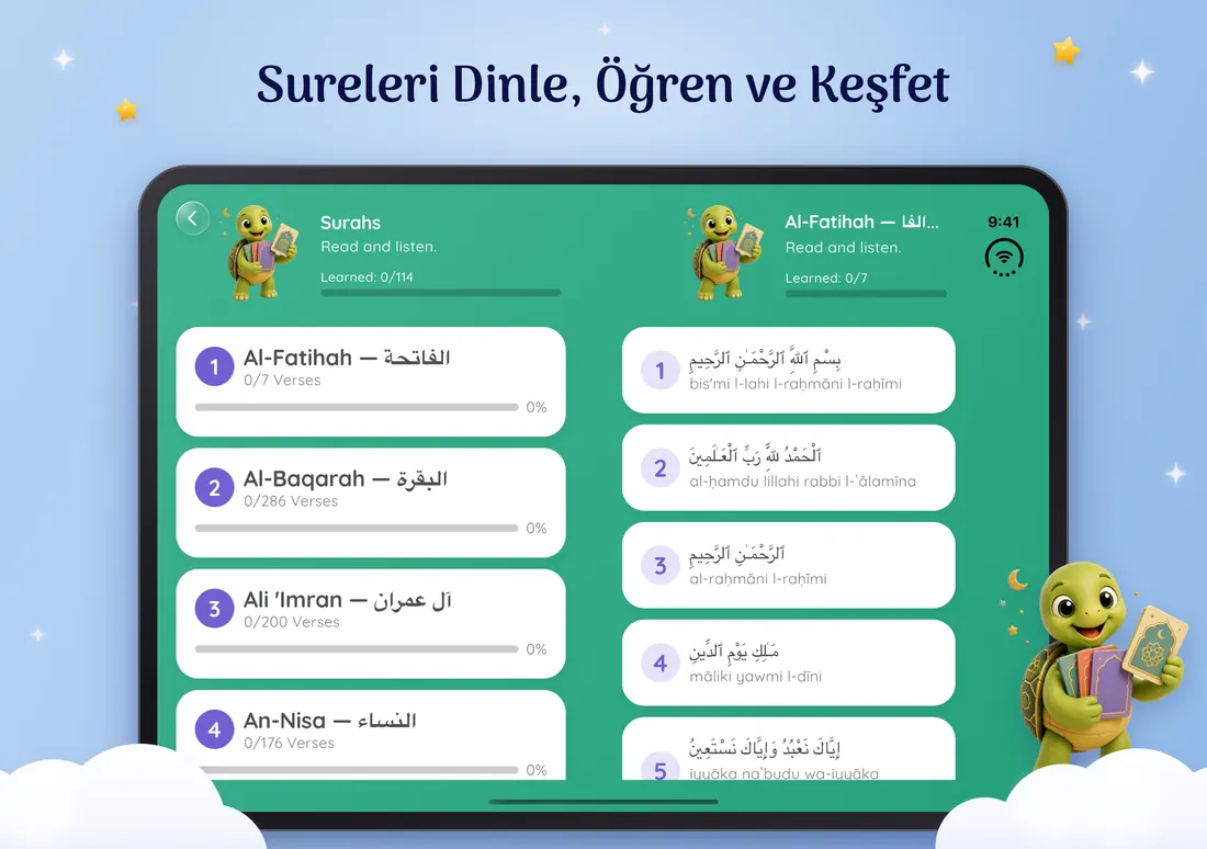 Çocuklar için Kuran'da kelime kelime gösterilen bir sure